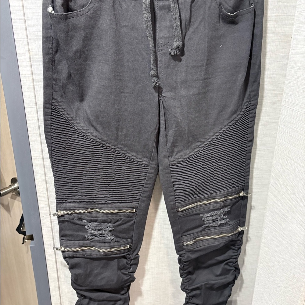 Gray Jogger Skater Pants with Ribbed Knee Panels
